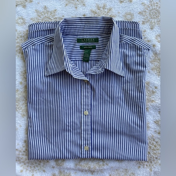 Ralph Lauren Tops - Ralph Lauren woman Navy and White Striped Dress Shirt